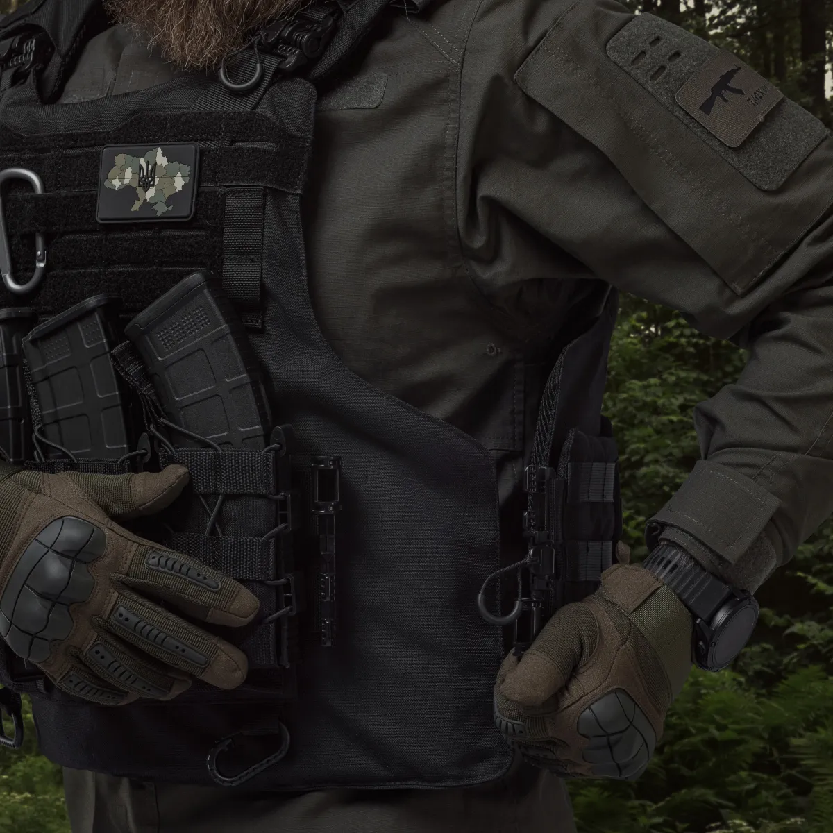 Бойовий бронежилет IBV-1. Вага 3.1 кг. Збільшена площа захисту. Чорний. S/M 4