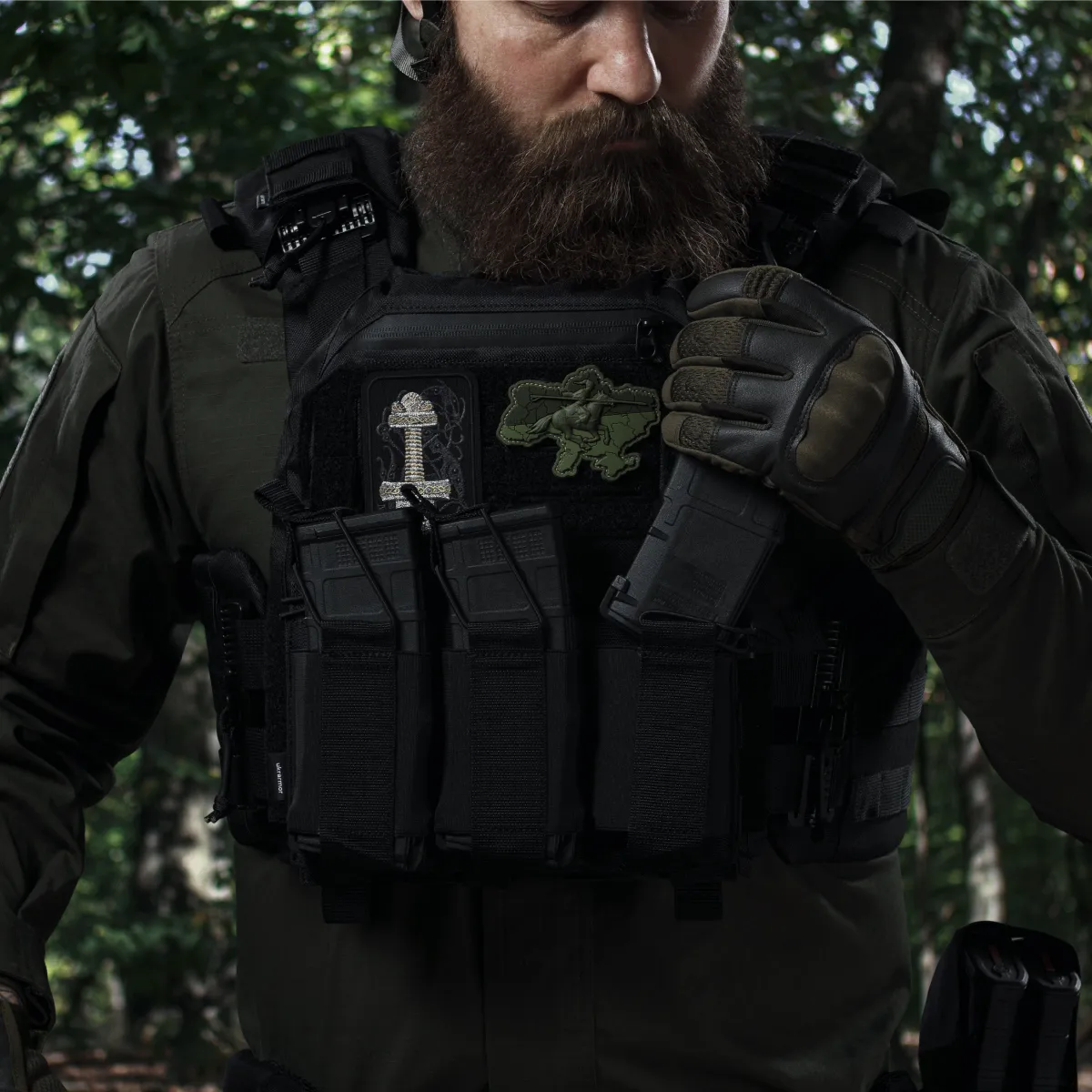 Потрійний еластичний підсумок для магазинів АК/АR відкритого типу з кріпленням MOLLE. Чорний 7