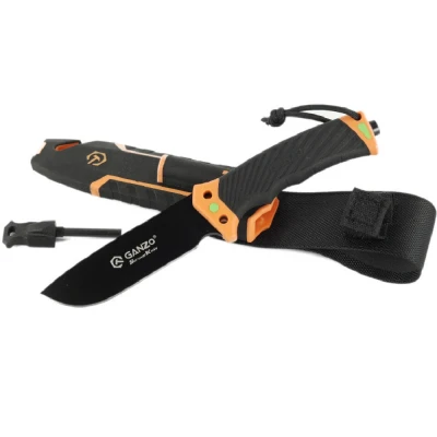 Ніж Ganzo G8012V2 помаранчевий з паракордом та кресалом. Вуглецева сталь