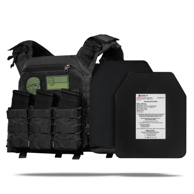 Бронежилет 3 (+++) уровня NIJ (PRO). Вес 4 кг. Керамические плиты Elmon 1.65 кг. Черный