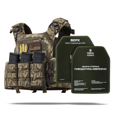 Бронежилет 6-го класу (PRO). Вага 6.3 кг. Керамічні плити 2.9 кг. Піксель (мм-14)
