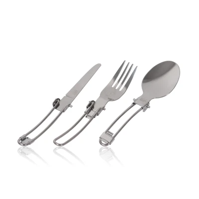 Набір кемпінгових столових приладів Skif Outdoor Trinity. Розкладні, сталеві