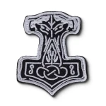 Шеврон (нашивка) Молот Тора на липучці, 10х8 см. Сіро-чорний