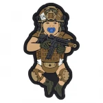 Патч (шеврон) «Малюк народжений для війни» від Sanchi. М’який ПВХ пластик. Койот