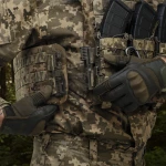 Тактичні рукавички Glotac, шкіряні. Посилені вставки на кісточках. Колір Олива 5