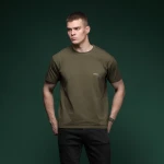 Комплект футболок Basic Military T-shirt. Cotton/Elastane, олива - чорний 2