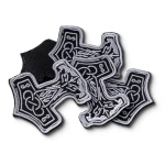 Шеврон (нашивка) Молот Тора на липучці, 10х8 см. Сіро-чорний 3