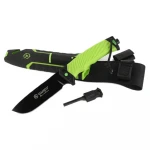 Ніж Ganzo G8012V2 зелений з паракордом та кресалом. Вуглецева сталь