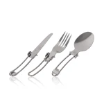 Набір кемпінгових столових приладів Skif Outdoor Trinity. Розкладні, сталеві