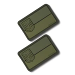 Шеврон прапор України з гербом. М'який ПВХ пластик. Олива 2